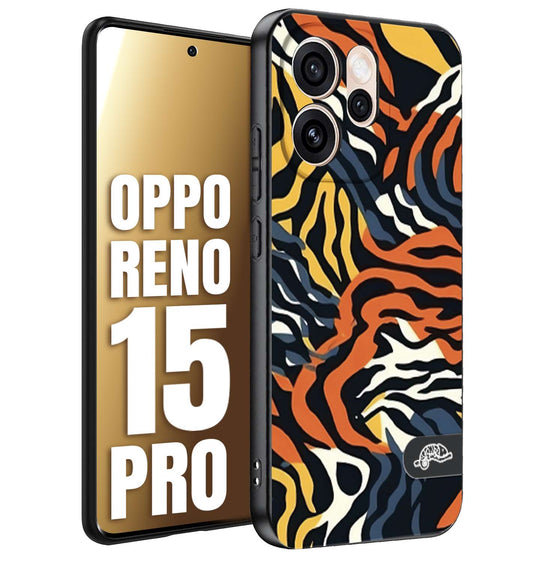 CUSTOMIZZA - Custodia cover nera morbida in tpu compatibile per Oppo Reno 15 PRO leopardato maculato tigrato tiger colorata gialla blu arancio