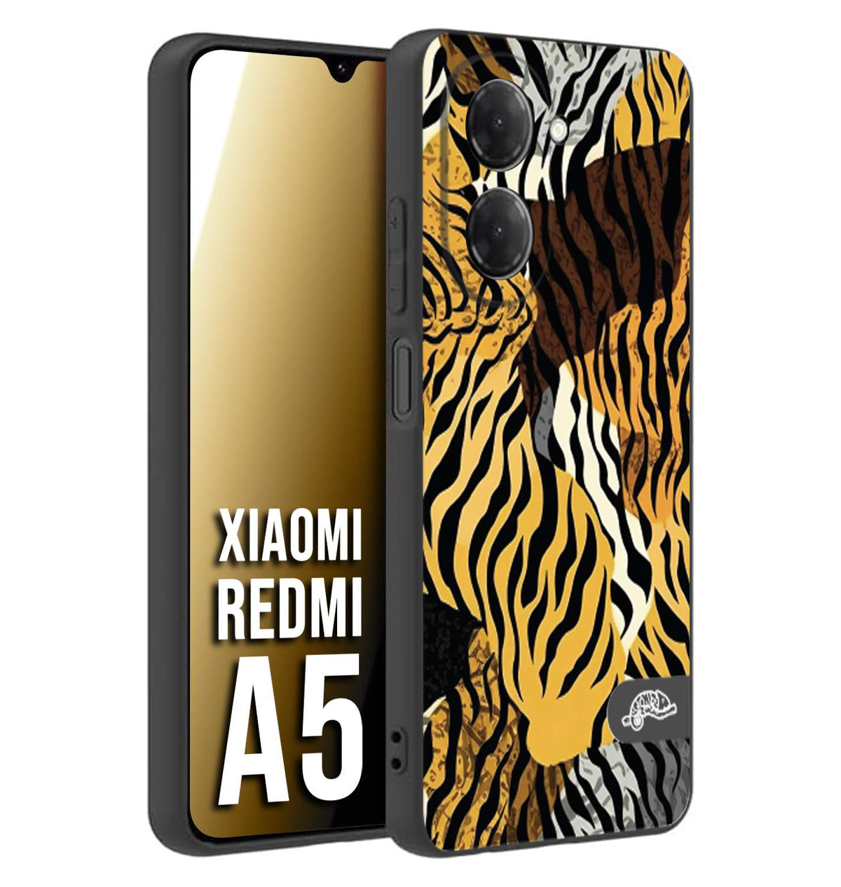 CUSTOMIZZA - Custodia cover nera morbida in tpu compatibile per Xiaomi Redmi A5 leopardato tigrato tiger colorata donna fashion estate