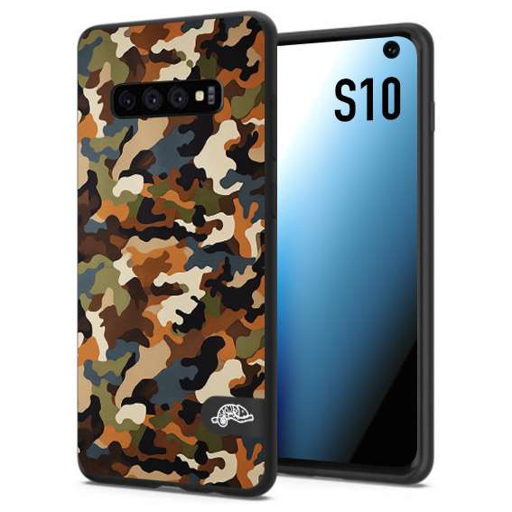 CUSTOMIZZA - Custodia cover nera morbida in tpu compatibile per Samsung S10 camouflage mimetico militare moderno blu marrone beige