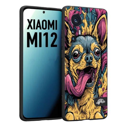 CUSTOMIZZA - Custodia cover nera morbida in tpu compatibile per Xiaomi 12 5G Chihuahua illustrazione cane pop art cane street art cartone animato
