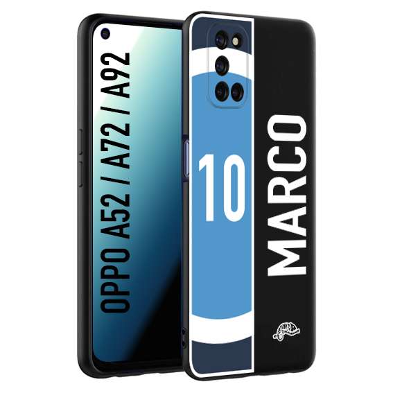 CUSTOMIZZA - Custodia cover nera morbida in tpu compatibile per Oppo A52 - A72 - A92 personalizzata calcio football nome e numero calciatori biancoazzurri bianco celesti