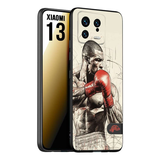 CUSTOMIZZA - Custodia cover nera morbida in tpu compatibile per Xiaomi 13 pugilato pugili disegno tattoo guantoni box sport ring