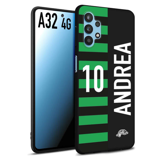 CUSTOMIZZA - Custodia cover nera morbida in tpu compatibile per Samsung A32 4G personalizzata calcio football nome e numero calciatori neroverde