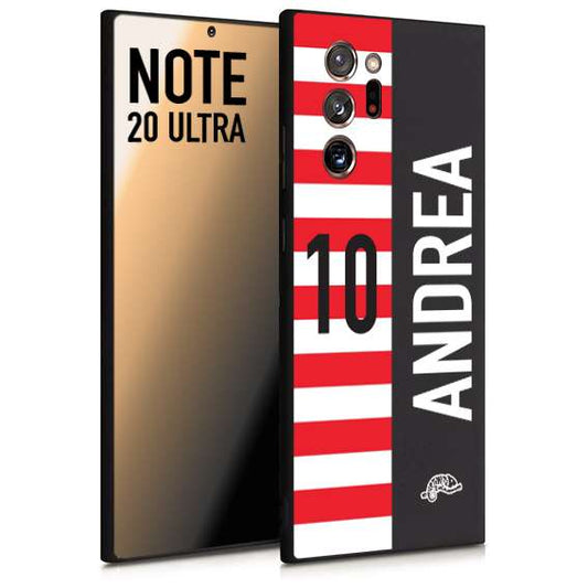 CUSTOMIZZA - Custodia cover nera morbida in tpu compatibile per Samsung NOTE 20 ULTRA personalizzata calcio football nome e numero calciatori bianco rossa