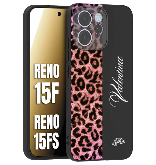 CUSTOMIZZA - Custodia cover nera morbida in tpu compatibile per Oppo Reno 15 F - Reno 15 FS leopardato rosa fucsia personalizzata nome iniziali