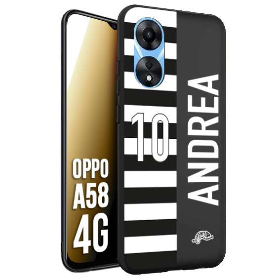 CUSTOMIZZA - Custodia cover nera morbida in tpu compatibile per Oppo A58 4G personalizzata calcio football nome e numero calciatori bianconera