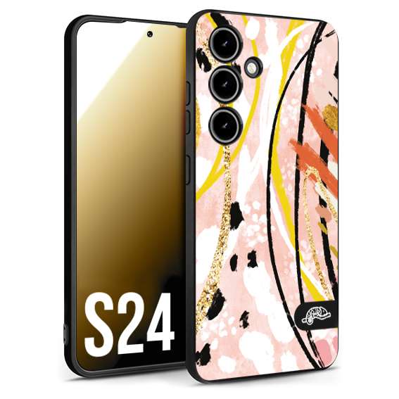 CUSTOMIZZA - Custodia cover nera morbida in tpu compatibile per Samsung S24 fiori astratti donna zebrato leopardato fantasia dorata gialla rosa colorata