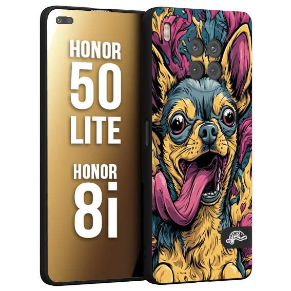 CUSTOMIZZA - Custodia cover nera morbida in tpu compatibile per Honor 8i - Honor 50 LITE Chihuahua illustrazione cane pop art cane street art cartone animato
