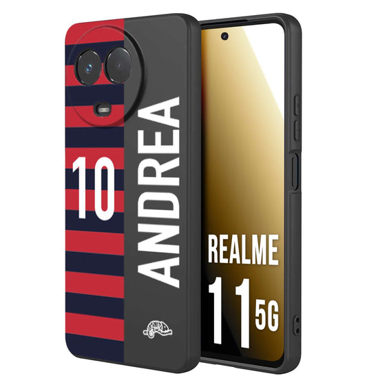 CUSTOMIZZA - Custodia cover nera morbida in tpu compatibile per Oppo Realme 11 5G personalizzata calcio football nome e numero calciatori rossoblu