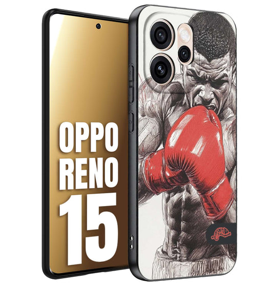 CUSTOMIZZA - Custodia cover nera morbida in tpu compatibile per Oppo Reno 15 pugilato pugili disegno tattoo guantoni box pesi massimi gancio