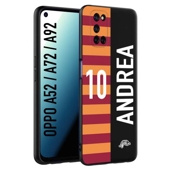 CUSTOMIZZA - Custodia cover nera morbida in tpu compatibile per Oppo A52 - A72 - A92 personalizzata calcio football nome e numero calciatori giallo rossi