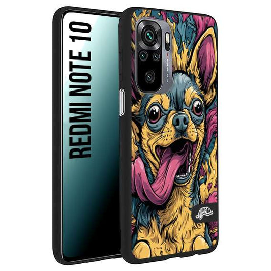 CUSTOMIZZA - Custodia cover nera morbida in tpu compatibile per Xiaomi Redmi Note 10 Chihuahua illustrazione cane pop art cane street art cartone animato