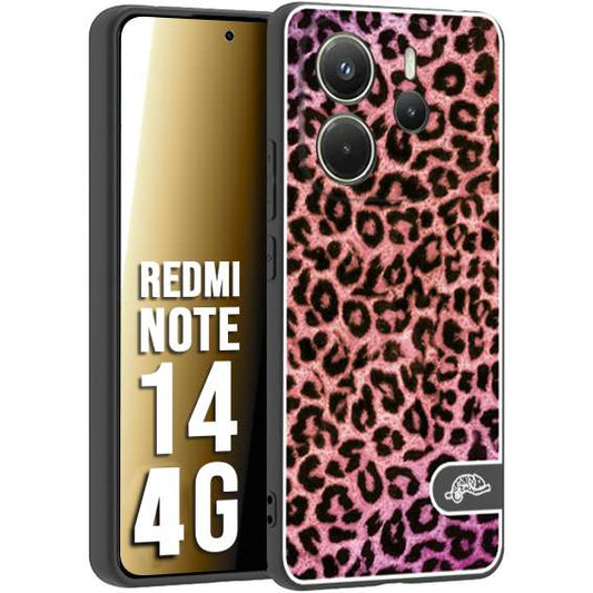 CUSTOMIZZA - Custodia cover nera morbida in tpu compatibile per Xiaomi Redmi Note 14 4G leopardato maculato donna rosa leopard