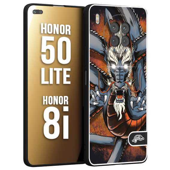 CUSTOMIZZA - Custodia cover nera morbida in tpu compatibile per Honor 8i - Honor 50 LITE drago giapponese tattoo japan dragon