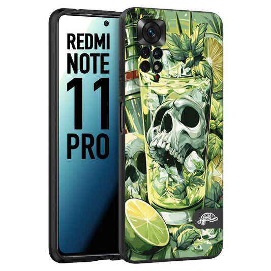 CUSTOMIZZA - Custodia cover nera morbida in tpu compatibile per Xiaomi Redmi Note 11 PRO Mojito cocktail teschio illustrazione drink lime menta ghiacci tropicale street art