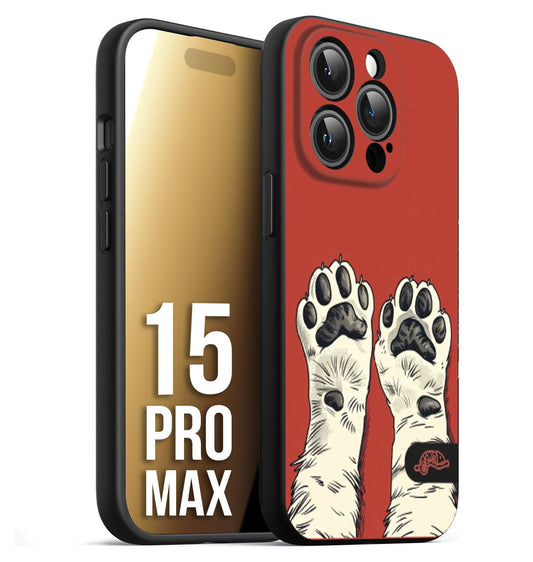 CUSTOMIZZA - Custodia cover nera morbida in tpu compatibile per iPhone 15 PRO MAX zampe di gatto cat paws rossa red disegnata fumetto cartoon