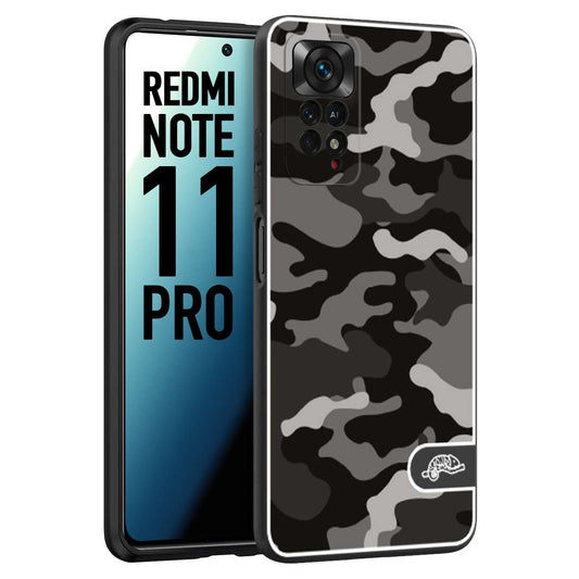 CUSTOMIZZA - Custodia cover nera morbida in tpu compatibile per Xiaomi Redmi Note 11 PRO camouflage mimetico militare nero black grigio