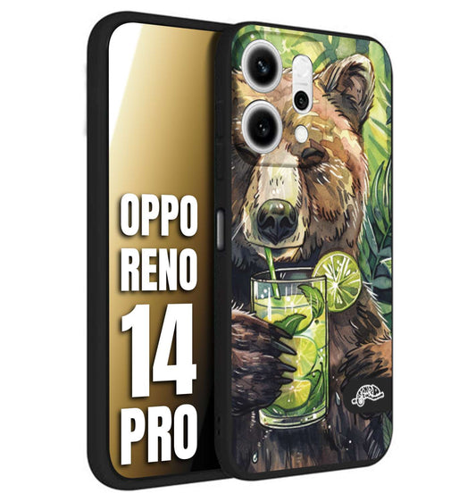 CUSTOMIZZA - Custodia cover nera morbida in tpu compatibile per Oppo Reno 14 PRO fiori estate disegnata cocktails animali simpatici orso bear negroni