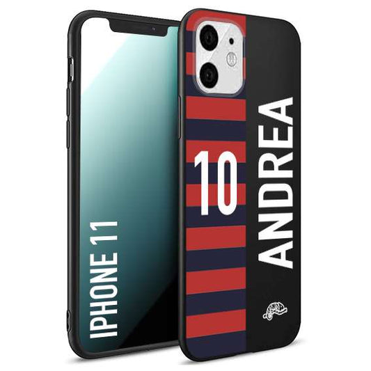 CUSTOMIZZA - Custodia cover nera morbida in tpu compatibile per iPhone 11 personalizzata calcio football nome e numero calciatori rossoblu
