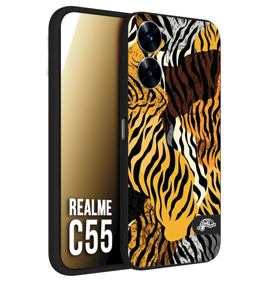 CUSTOMIZZA - Custodia cover nera morbida in tpu compatibile per Oppo C55 leopardato tigrato tiger colorata donna fashion estate