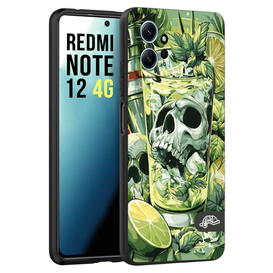 CUSTOMIZZA - Custodia cover nera morbida in tpu compatibile per Xiaomi Redmi Note 12 4G Mojito cocktail teschio illustrazione drink lime menta ghiacci tropicale street art