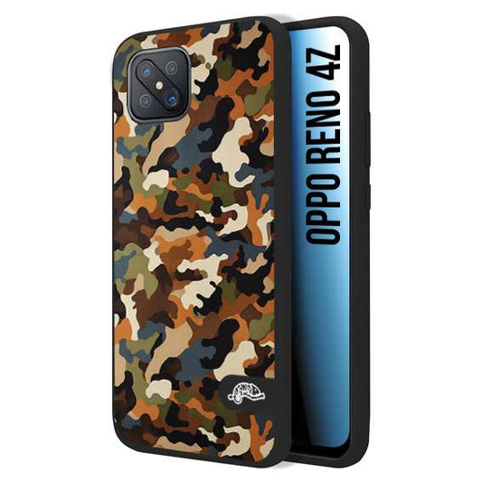 CUSTOMIZZA - Custodia cover nera morbida in tpu compatibile per Oppo Reno 4Z camouflage mimetico militare moderno blu marrone beige