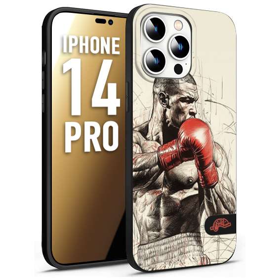 CUSTOMIZZA - Custodia cover nera morbida in tpu compatibile per iPhone 14 PRO pugilato pugili disegno tattoo guantoni box sport ring