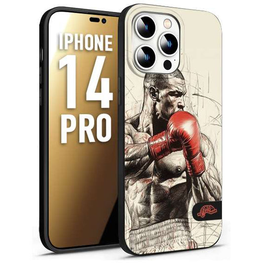 CUSTOMIZZA - Custodia cover nera morbida in tpu compatibile per iPhone 14 PRO pugilato pugili disegno tattoo guantoni box sport ring