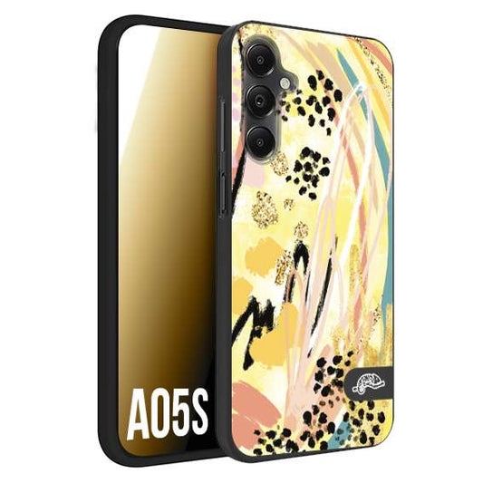 CUSTOMIZZA - Custodia cover nera morbida in tpu compatibile per Samsung A05S astratti donna flower fantasia estate gialla rosa leopardata