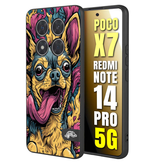 CUSTOMIZZA - Custodia cover nera morbida in tpu compatibile per Xiaomi Redmi Note 14 PRO 5G Chihuahua illustrazione cane pop art cane street art cartone animato