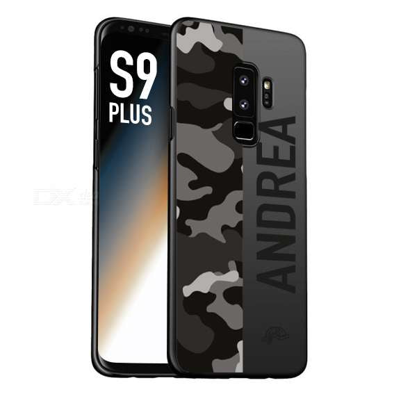 CUSTOMIZZA - Custodia cover nera morbida in tpu compatibile per Samsung S9 PLUS camouflage mimetico militare personalizzata nome