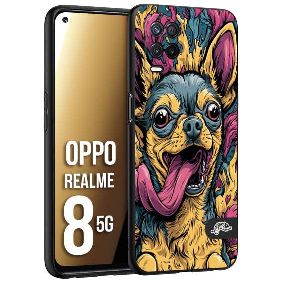 CUSTOMIZZA - Custodia cover nera morbida in tpu compatibile per Realme 8 5G Chihuahua illustrazione cane pop art cane street art cartone animato