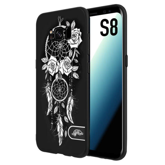 CUSTOMIZZA - Custodia cover nera morbida in tpu compatibile per Samsung S8 acchiappasogni dreamcatcher black and white bianco a rilievo disegnato tattoo tatuaggio