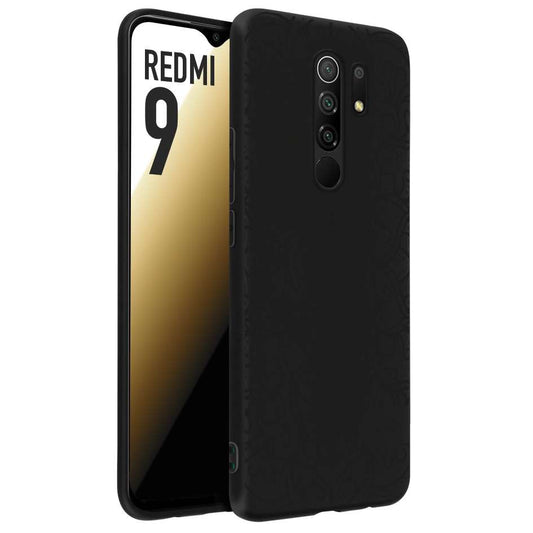 CUSTOMIZZA - Custodia cover nera morbida in tpu compatibile per Xiaomi Redmi 9 mandala nero fiore vedo non vedo donna