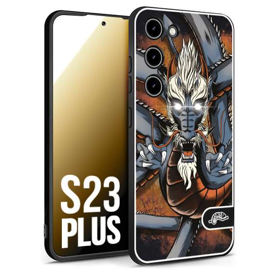 CUSTOMIZZA - Custodia cover nera morbida in tpu compatibile per Samsung S23 PLUS drago giapponese tattoo japan dragon
