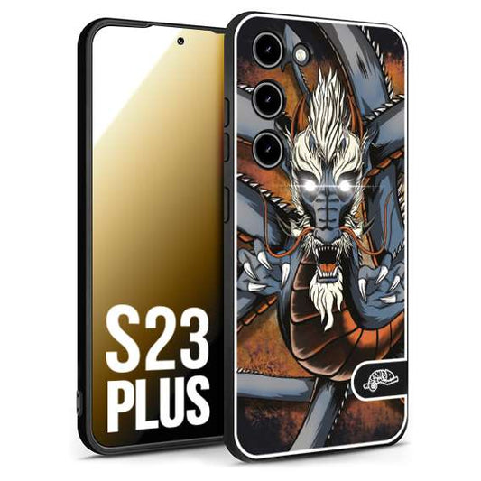 CUSTOMIZZA - Custodia cover nera morbida in tpu compatibile per Samsung S23 PLUS drago giapponese tattoo japan dragon