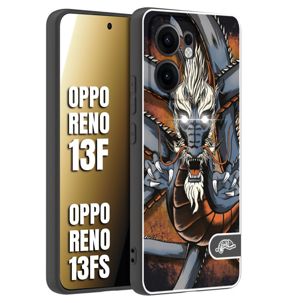 CUSTOMIZZA - Custodia cover nera morbida in tpu compatibile per Oppo Reno 13 F drago giapponese tattoo japan dragon