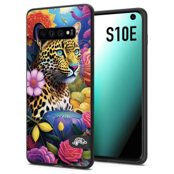 CUSTOMIZZA - Custodia cover nera morbida in tpu compatibile per Samsung S10E astratti donna flower fantasia leopardo ghepardo animali colorati