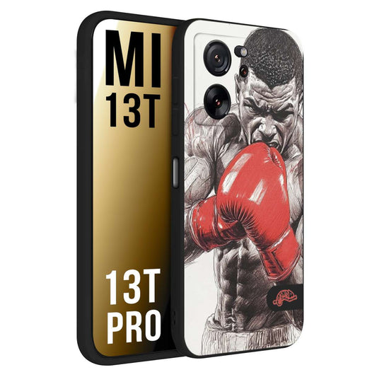 CUSTOMIZZA - Custodia cover nera morbida in tpu compatibile per Xiaomi 13T - 13T PRO pugilato pugili disegno tattoo guantoni box pesi massimi gancio