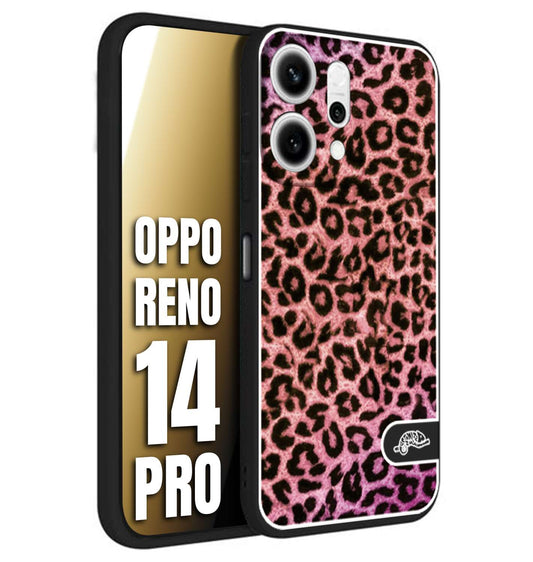 CUSTOMIZZA - Custodia cover nera morbida in tpu compatibile per Oppo Reno 14 PRO leopardato maculato donna rosa leopard