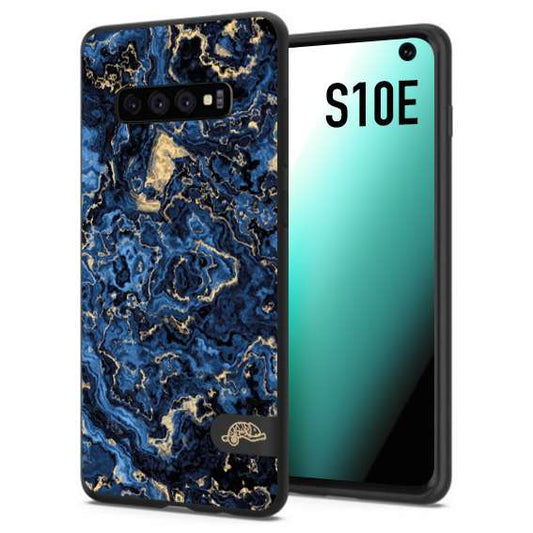 CUSTOMIZZA - Custodia cover nera morbida in tpu compatibile per Samsung S10E effetto marmo marble blu venature dorato psichedelico