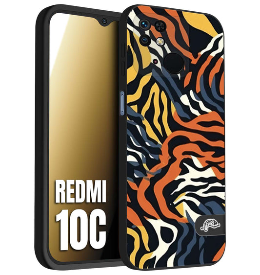 CUSTOMIZZA - Custodia cover nera morbida in tpu compatibile per Xiaomi Redmi 10C leopardato maculato tigrato tiger colorata gialla blu arancio