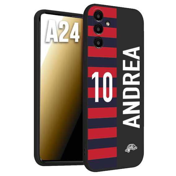 CUSTOMIZZA - Custodia cover nera morbida in tpu compatibile per Samsung A24 personalizzata calcio football nome e numero calciatori rossoblu