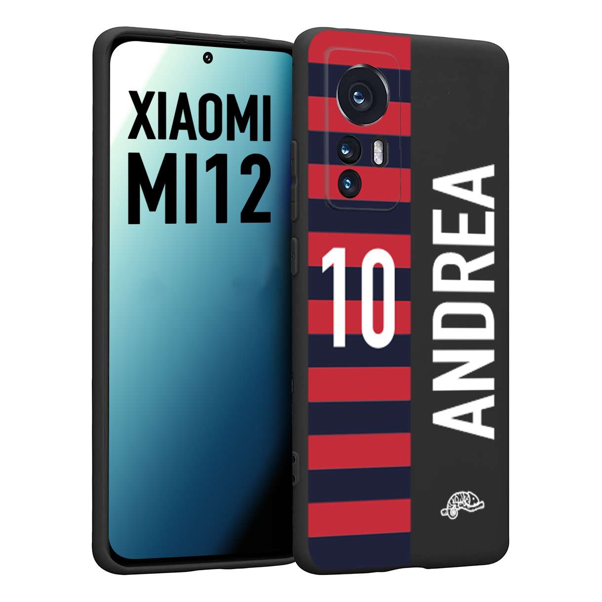 CUSTOMIZZA - Custodia cover nera morbida in tpu compatibile per Xiaomi 12 5G personalizzata calcio football nome e numero calciatori rossoblu