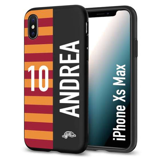 CUSTOMIZZA - Custodia cover nera morbida in tpu compatibile per iPhone Xs Max personalizzata calcio football nome e numero calciatori giallo rossi