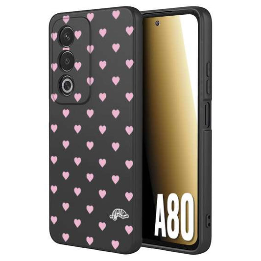 CUSTOMIZZA - Custodia cover nera morbida in tpu compatibile per Oppo A80 cuori pois rosa su nero donna pin up vintage