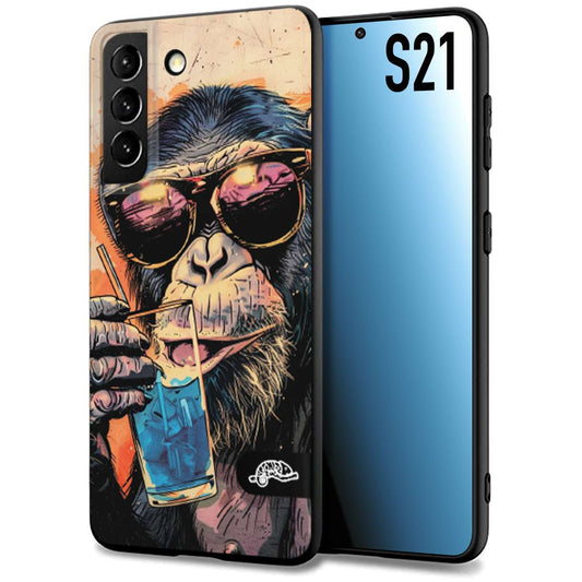 CUSTOMIZZA - Custodia cover nera morbida in tpu compatibile per Xiaomi Redmi K40 - K40 Pro estate disegnata cocktails animali simpatici scimmia monkey negroni