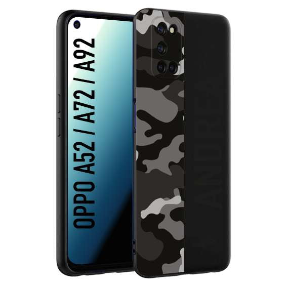 CUSTOMIZZA - Custodia cover nera morbida in tpu compatibile per Oppo A52 - A72 - A92 camouflage mimetico militare personalizzata nome