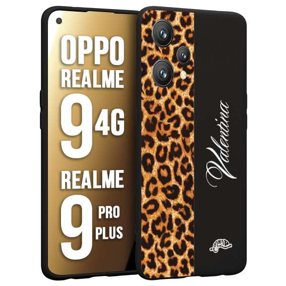 CUSTOMIZZA - Custodia cover nera morbida in tpu compatibile per Oppo Realme 9 4G - 9 PRO PLUS custom nome scritta leopardato maculato donna marrone leopard