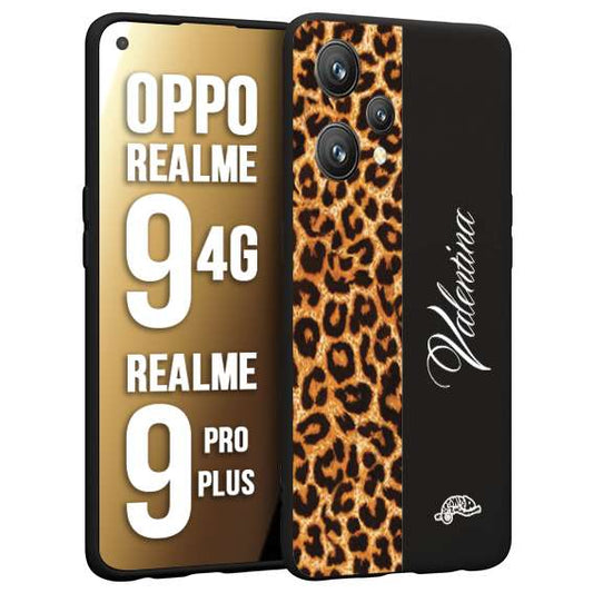 CUSTOMIZZA - Custodia cover nera morbida in tpu compatibile per Oppo Realme 9 4G - 9 PRO PLUS custom nome scritta leopardato maculato donna marrone leopard